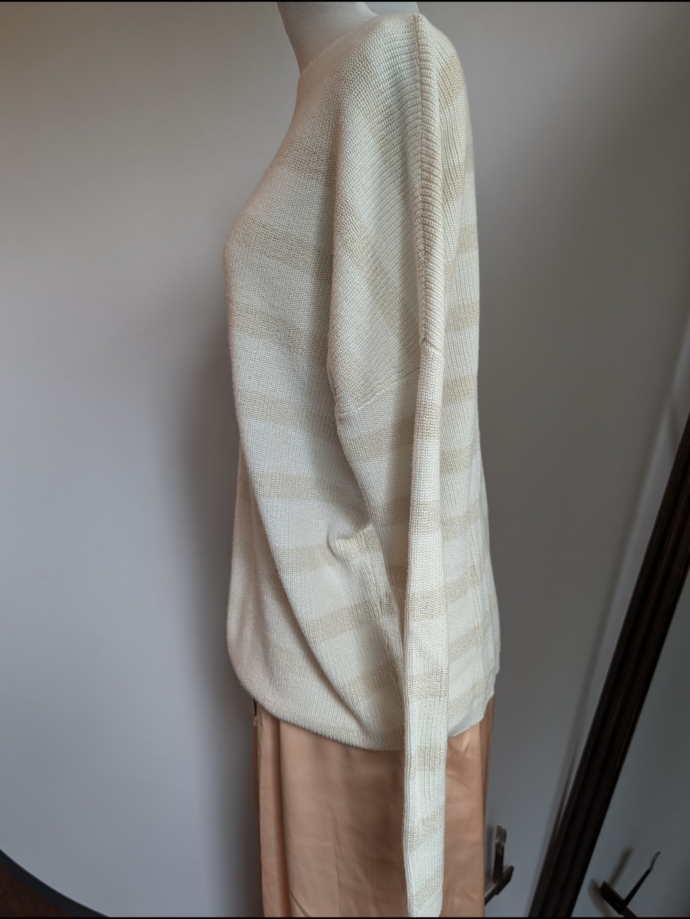 Tommy Bahama Boat Neck Cream and Light Tan Striped Sweater - Picture 2 of 6